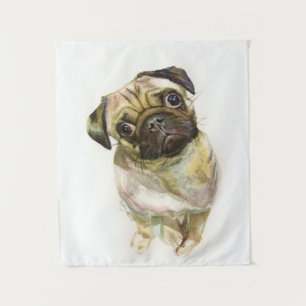 Pug Face Art Print Cute Pug Dog Tapestry