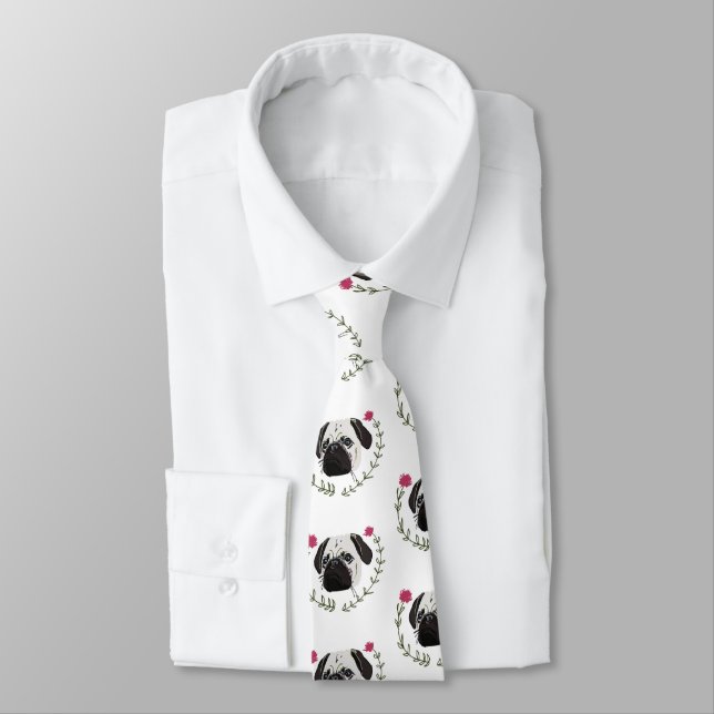 Pug Face, Dog Art Tie (Tied)