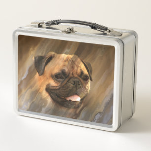 Pug face metal lunch box