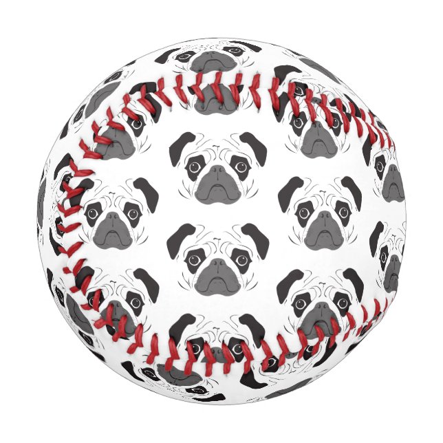 Pug Face Silhouette Baseball (Front Left)
