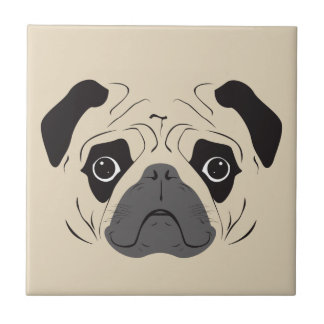 Pug Face Silhouette Ceramic Tile