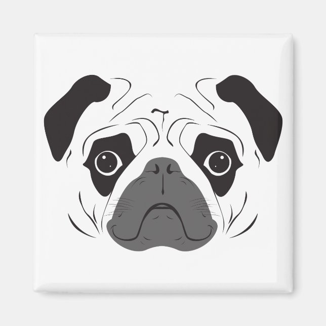 Pug Face Silhouette Magnet (Front)