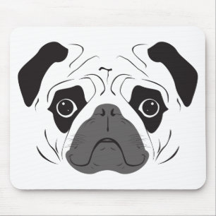 Pug Face Silhouette Mouse Pad