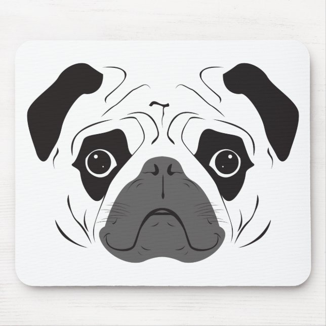 Pug Face Silhouette Mouse Pad (Front)