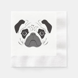 Pug Face Silhouette Napkin