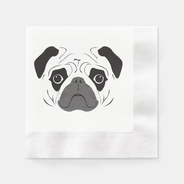 Pug Face Silhouette Napkin (Front)