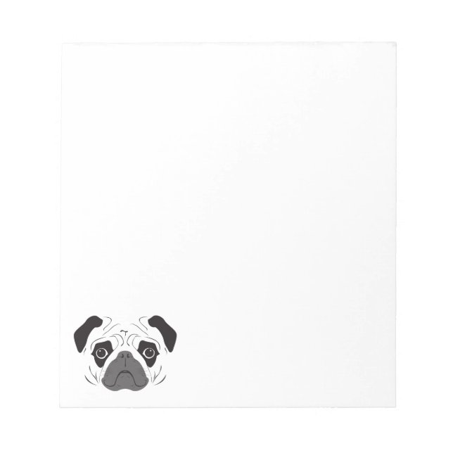 Pug Face Silhouette Notepad (Front)