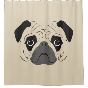 Pug Face Silhouette Shower Curtain