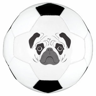 Pug Face Silhouette Soccer Ball