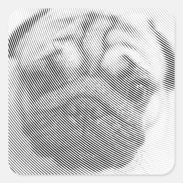 Pug Face Square Sticker (Front)
