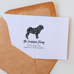 Pug Family Return Address    Rubber Stamp