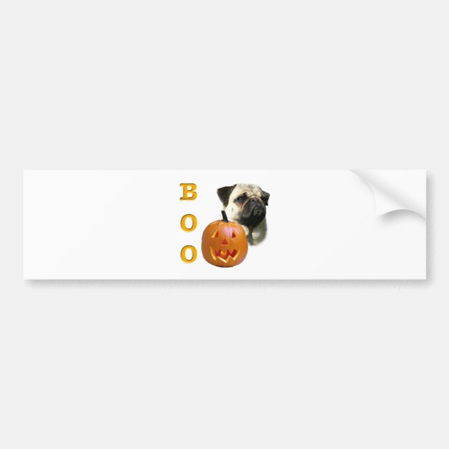 Pug (fawn) Boo Bumper Sticker (Front)