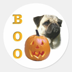 Pug (fawn) Boo Classic Round Sticker