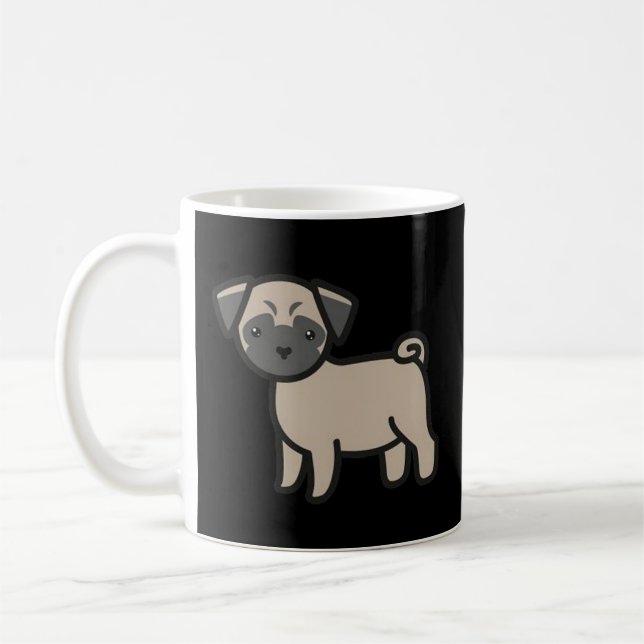 Pug Fawn Cartoon Coffee Mug (Left)