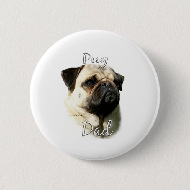 Pug (fawn) Dad 2 6 Cm Round Badge (Front)