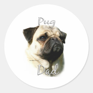 Pug (fawn) Dad 2 Classic Round Sticker