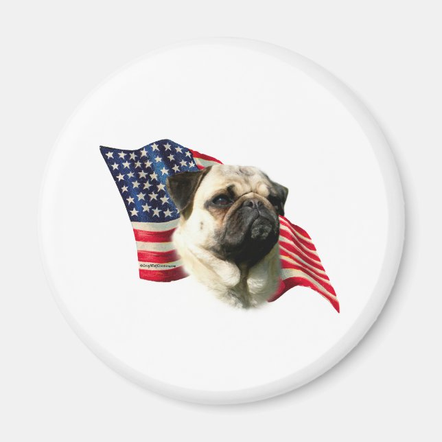 Pug (fawn) Flag Magnet (Front)