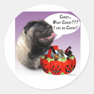 Pug (fawn) Halloween Candy Classic Round Sticker