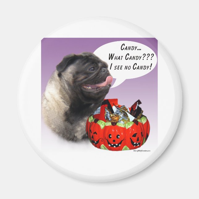 Pug (fawn) Halloween Candy Magnet (Front)
