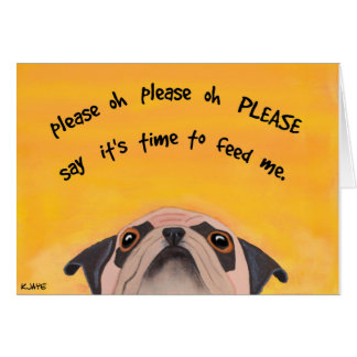 Pug Feeding Time - Fine Art Card for Dog Lovers