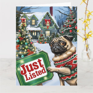 Pug Festive Humour Realtor Christmas Card