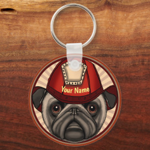 Pug Firefighter keychains