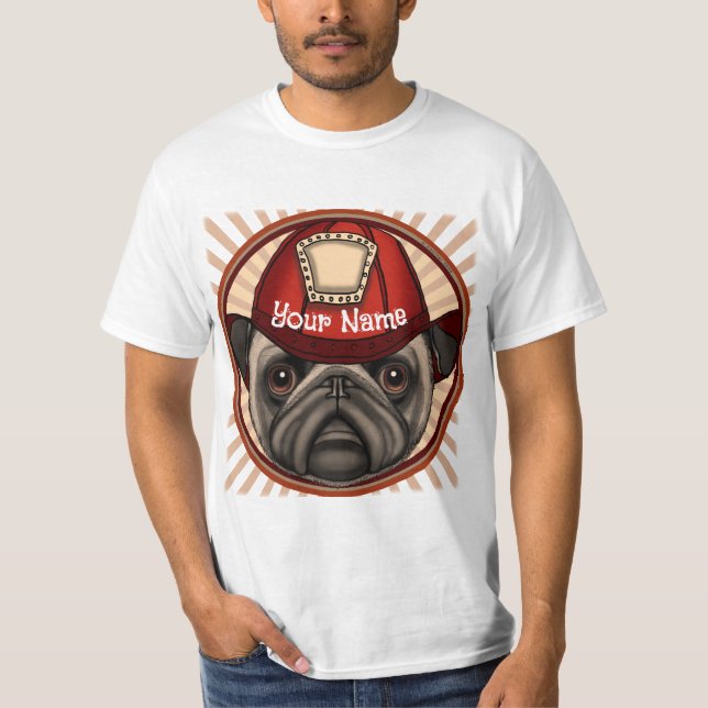Pug Firefighter   T-Shirt (Front)