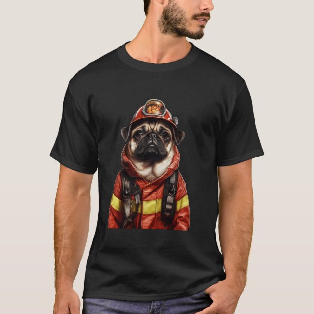 Pug Firefighter T-Shirt (Front)