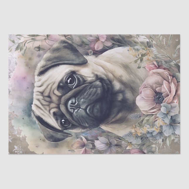 Pug Floral Dog Tissue Paper (Front)