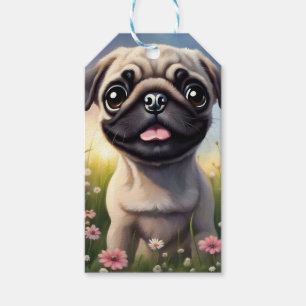 Pug Flowers Gift Tags