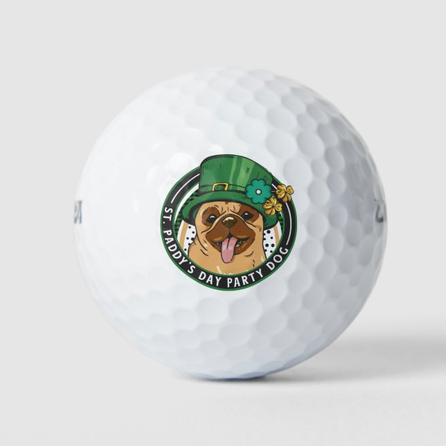 Pug for St Patrick's Day Paddy Party  Golf Balls (Front)