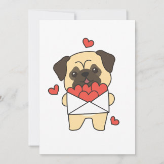  Pug For Valentine's Day Cute Animals Heart Holiday Card
