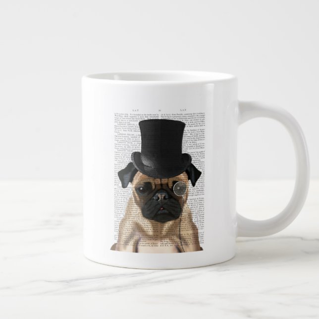 Pug, Formal Hound and Hat Large Coffee Mug (Right)