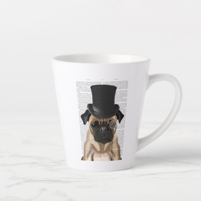 Pug, Formal Hound and Hat Latte Mug (Right)