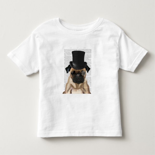 Pug, Formal Hound and Hat Toddler T-Shirt (Front)