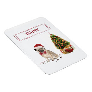 Pug Funny Christmas Dog with Tree Magnet