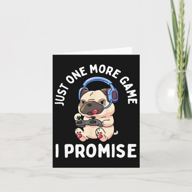Pug Gamer Dog Lover Video Game Boys Girls Gift 1  Card (Front)