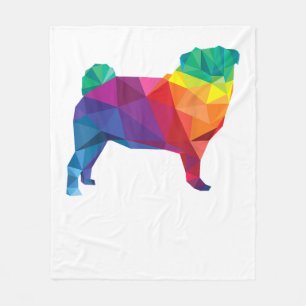 Pug Gay Pride LGBT Rainbow Flag T shirt Dog Lovers Fleece Blanket