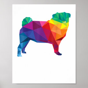 Pug Gay Pride LGBT Rainbow Flag T shirt Dog Lovers Poster