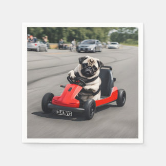 Pug go-kart racing napkin
