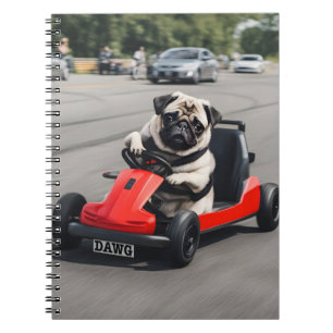 Pug go-kart racing notebook