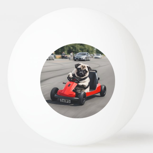 Pug go-kart racing ping pong ball (Front)