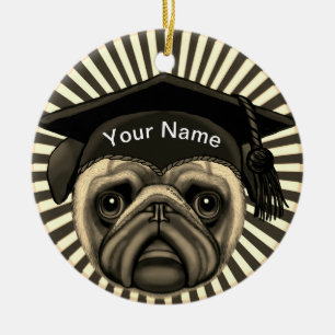 Pug Grad Ceramic Ornament