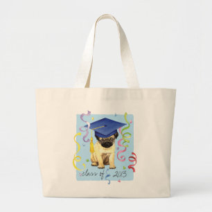 Pug Graduate Large Tote Bag