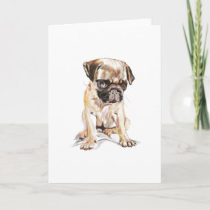 Pug Greeting Card – Hand Drawn Dog Card