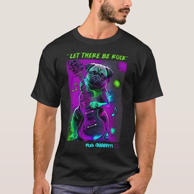 Pug Guitar Player 8 T-Shirt (Front)