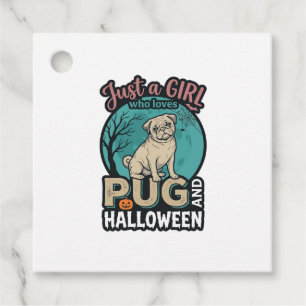 Pug Halloween Girl Vintage Vector Design_1 Favour Tags