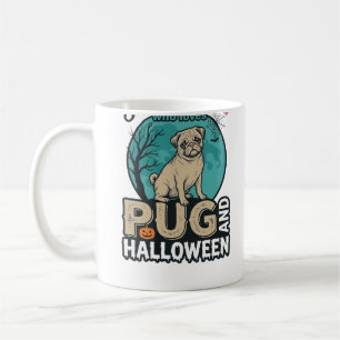 Pug Halloween Girl Vintage Vector Design (2)_1 Coffee Mug