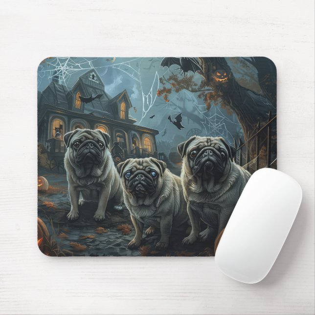 Pug Halloween Night Doggy Delight Mouse Pad (With Mouse)