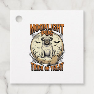 Pug Halloween Shirt with Vintage Engraving Moon_1 Favour Tags